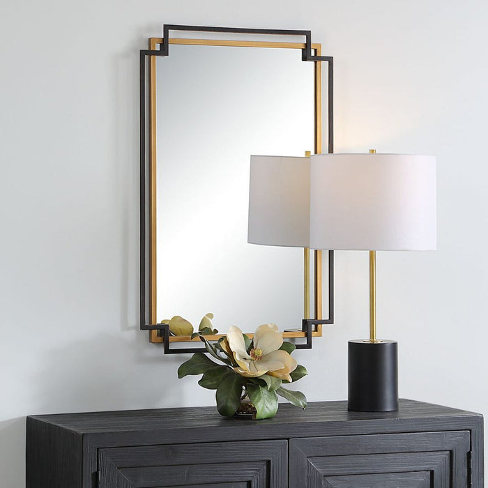 Ranisa Decorative Black and Gold Rectangle Wall Mirror