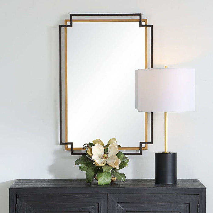 Ranisa Decorative Black and Gold Rectangle Wall Mirror