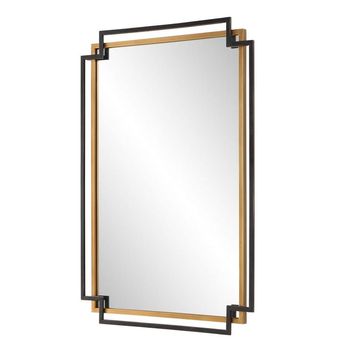 Ranisa Decorative Black and Gold Rectangle Wall Mirror