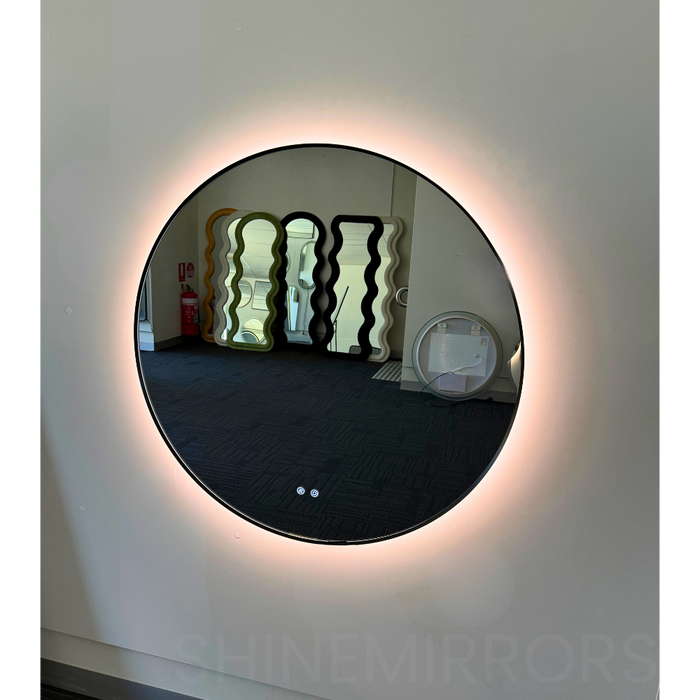 Roxy Round Black Framed Backlit LED Bathroom Mirror