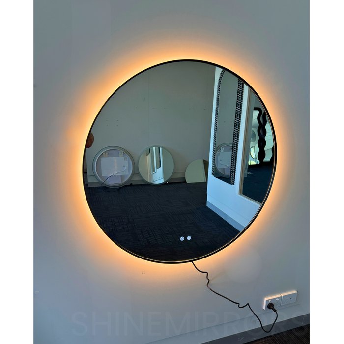 Roxy Round Black Framed Backlit LED Bathroom Mirror