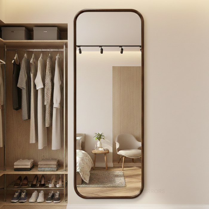Rusten Walnut Rectangle Full-Length Wall Mirror