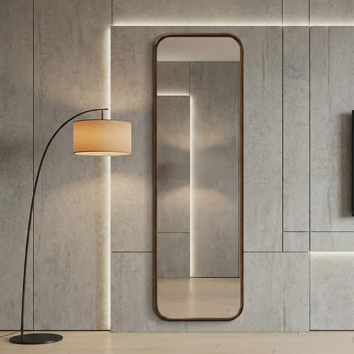 Rusten Walnut Rectangle Full-Length Wall Mirror