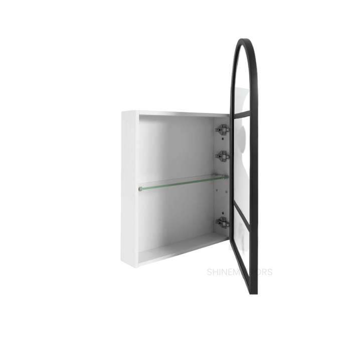 Austin Single Door Satin Black Arch Mirror Cabinet