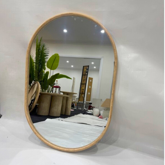 Trixie Light Brown Oval Wall Mirror