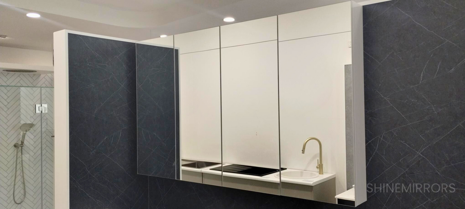 Maribel 4 Door White Mirror Cabinet