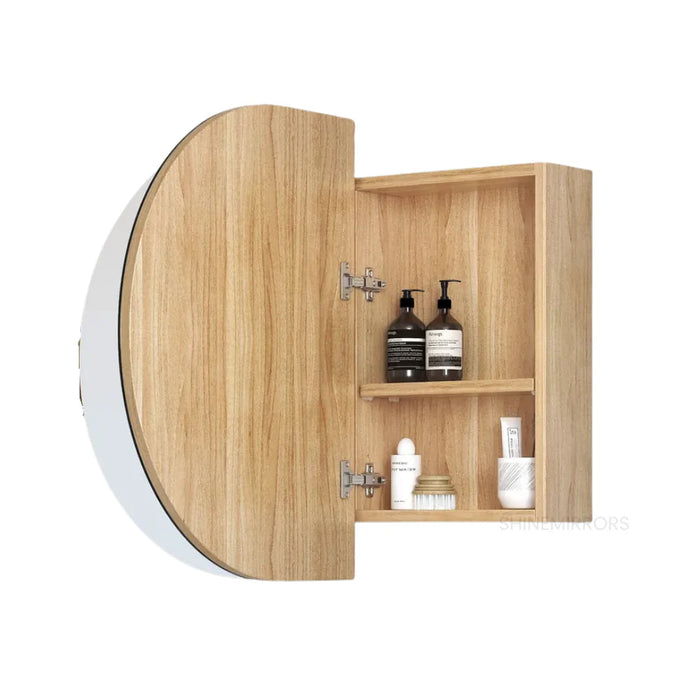 Bryson Woodland Oak LED Frontlit Mirrored Bathroom Shaving Cabinet 2-Door
