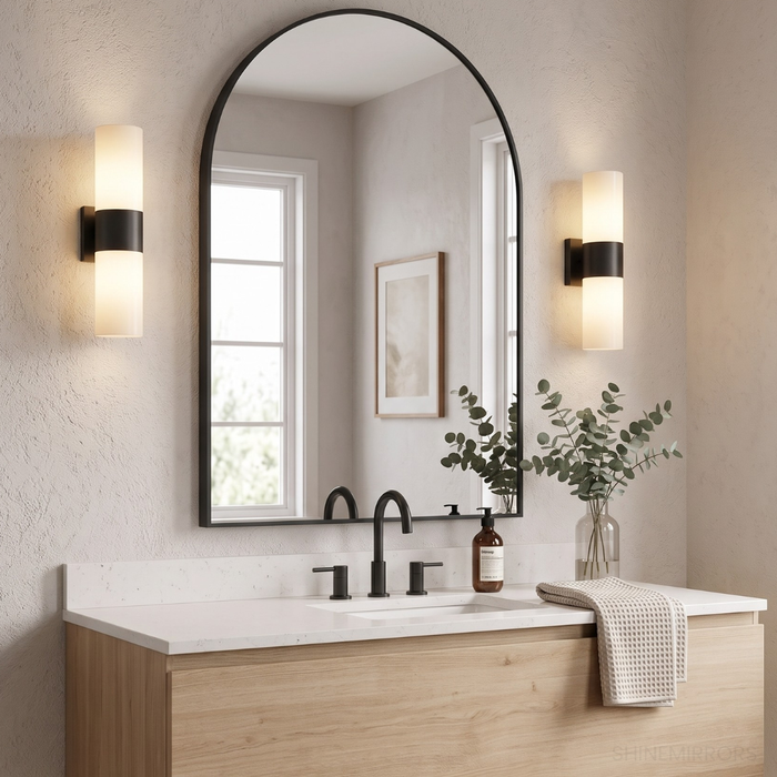 Malvin Arched Black Framed Wall Mirror