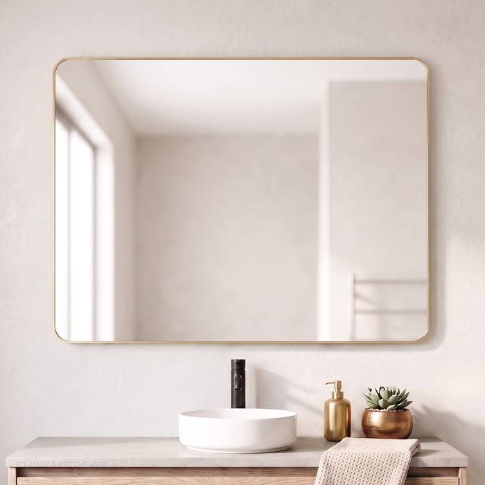 Flordeliza Brushed Gold Framed Rectangle Wall Mirror