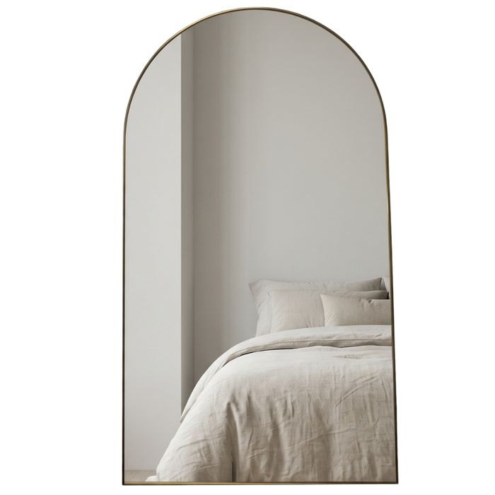 Avah Full Length Arched Floor Mirror - Brushed brass