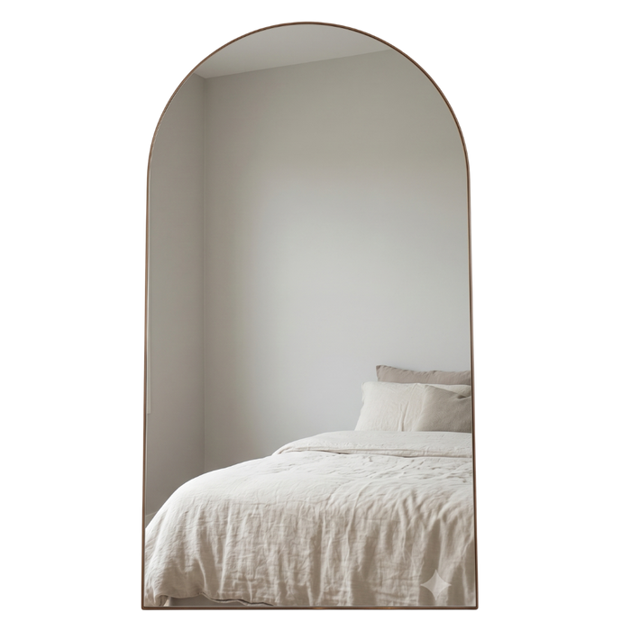 Avah Full Length Arched Floor Mirror - Antique Brass
