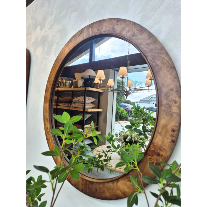 Claridel Wood Round Wall Mirror