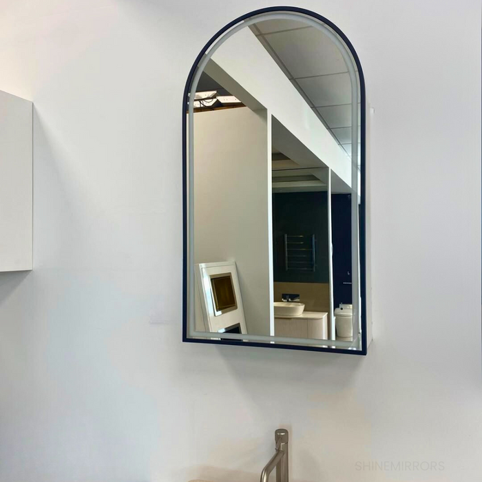 Kayden Matte Black Arched Frontlit LED Bathroom Mirror
