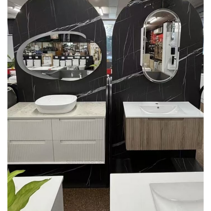 Barry Oval Frontlit LED Shaving Cabinet With Option For Coloured Frame