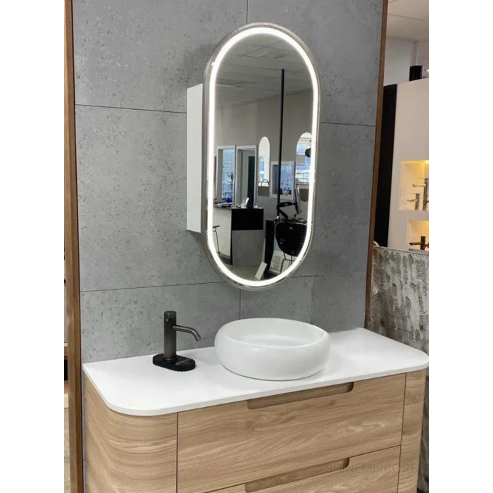 Barry Oval Frontlit LED Shaving Cabinet With Option For Coloured Frame