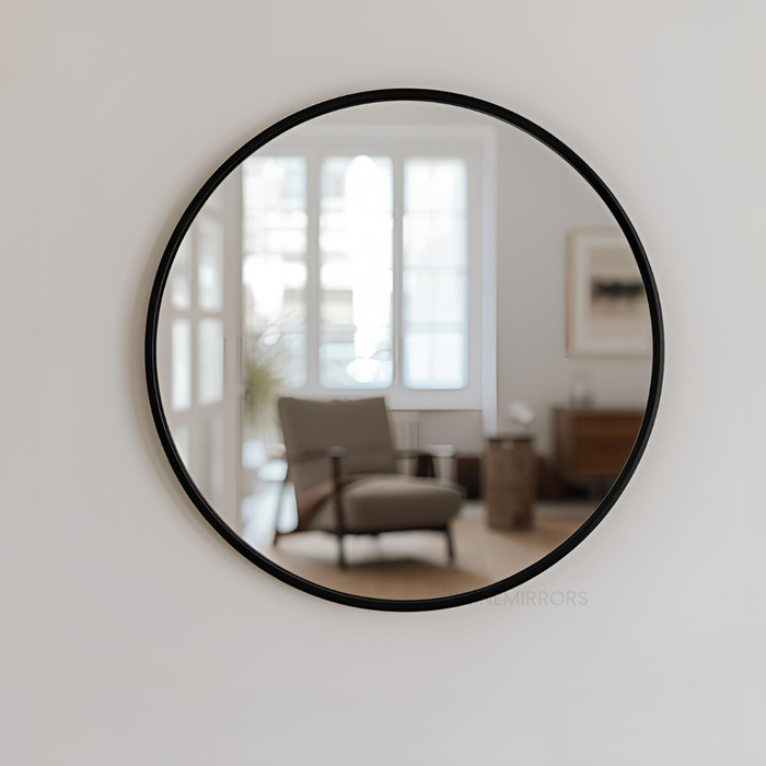 Rolly Black Round Mirror