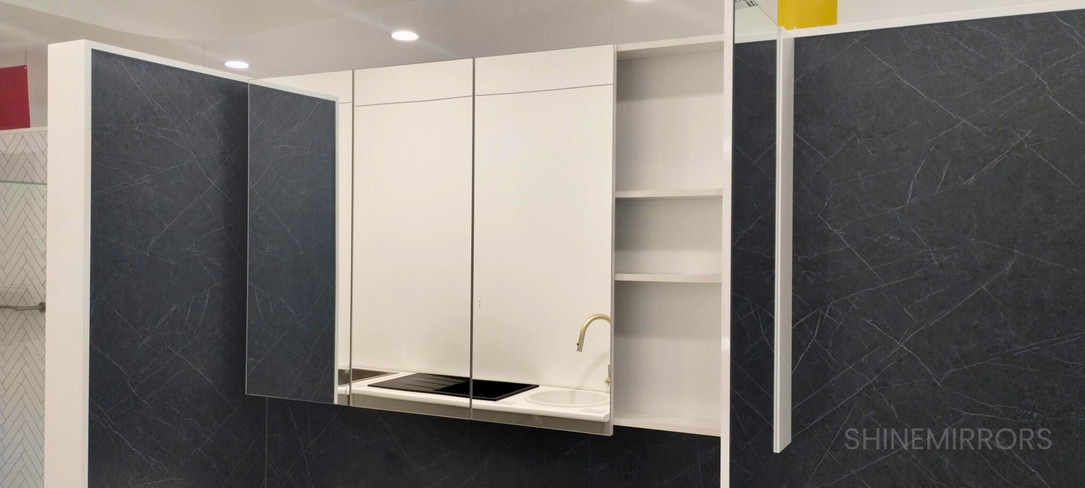 Maribel 4 Door White Mirror Cabinet