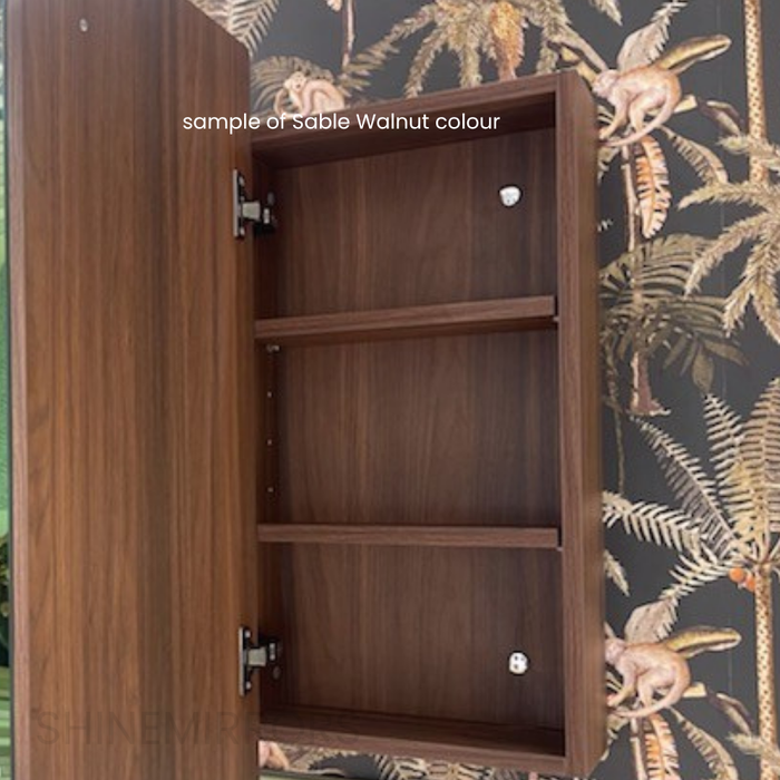 Antonella Sable Walnut LED Frontlit Mirrored Bathroom Shaving Cabinet