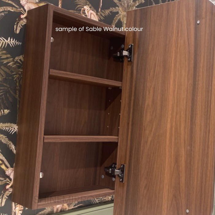 Bryson Sable Walnut LED Frontlit Mirrored Bathroom Shaving Cabinet 3-Door