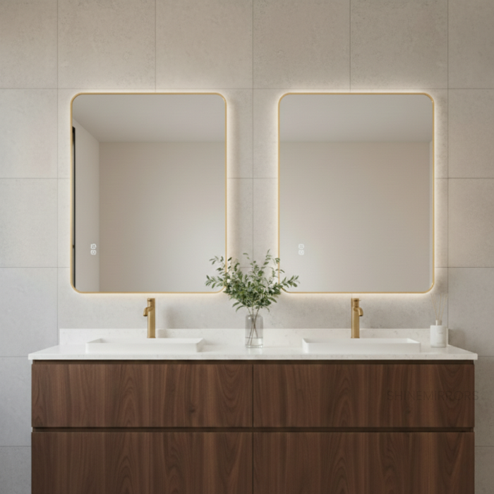 Salvatore Framed Rectangle Backlit LED Mirror - Touch Button Type - Frame Colour Options