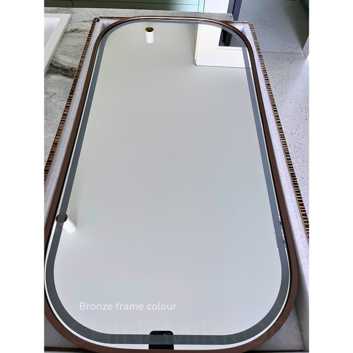Sandra Rectangle LED Frontlit Bathroom Mirror with Optional Frame Colours