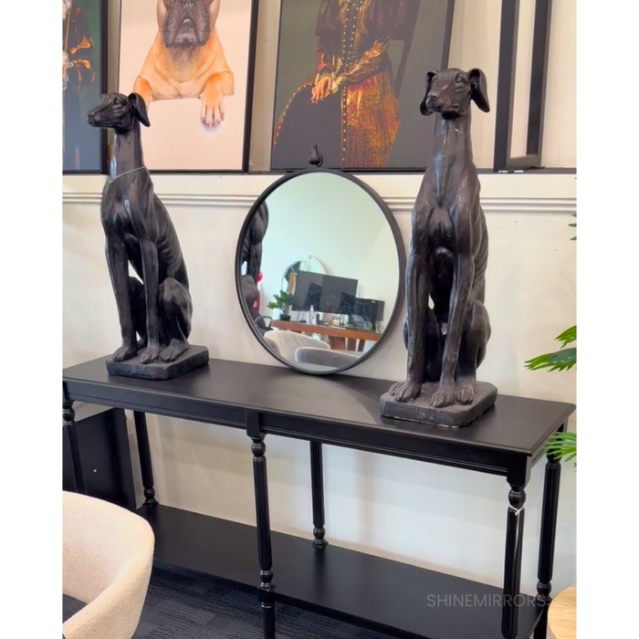 Sansa Round Black Wall Mirror