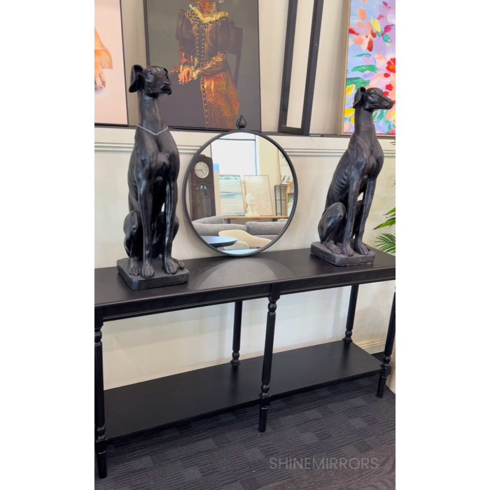 Sansa Round Black Wall Mirror