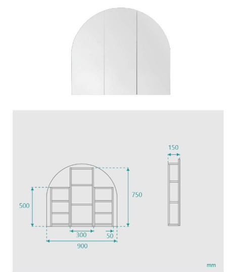 Carlo 3 Door Arched White Mirror Cabinet