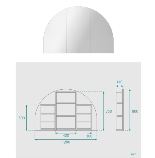Carmelle 3 Door Arched White Mirror Cabinet