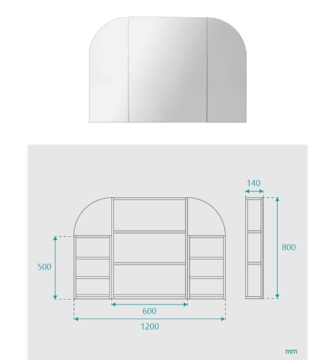 Jess 3 Door Arched White Mirror Cabinet