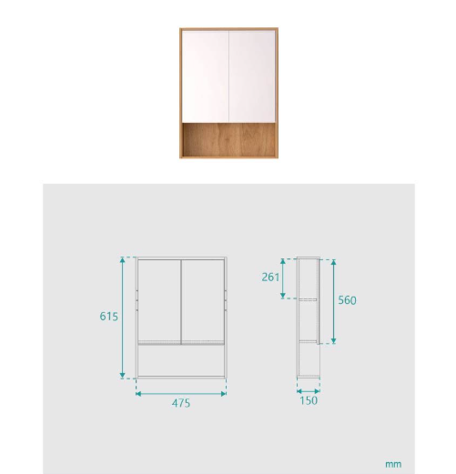 Paolo 2 Door Timber Mirror Cabinet