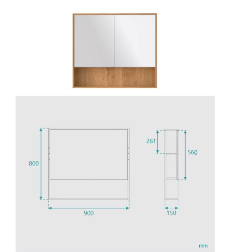Matthew 2 Door Timber Mirror Cabinet