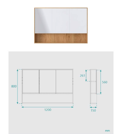 Annie 3 Door Timber Mirror Cabinet