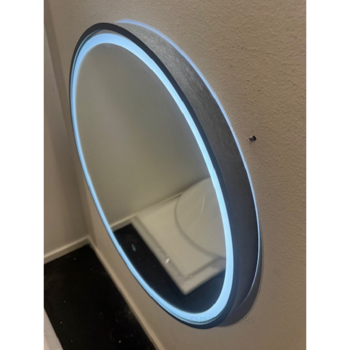 Sphere Gun Metal Round Frontlit LED Bathroom Mirror