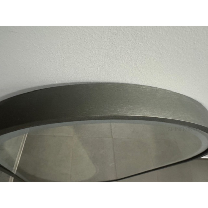 Sphere Gun Metal Round Frontlit LED Bathroom Mirror