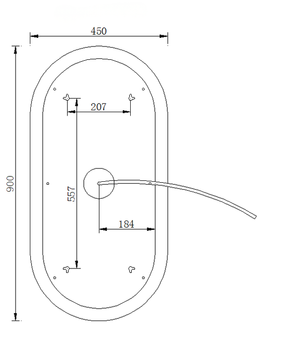 Adamson Pill Shaped Frontlit LED Light Bathroom Mirror With Changeable Light Colour