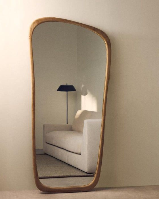 Telsa Teak Full-Length Natural Wall Mirror