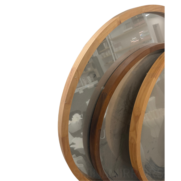 Tisha Light Wood Round Wall Mirror
