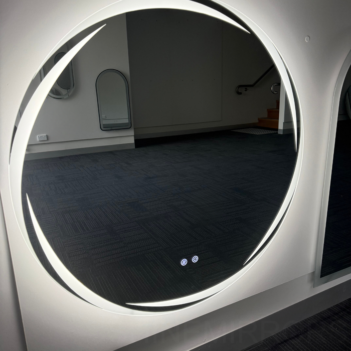 Trisha Frameless Round Whirlwind Frontlit LED Bathroom Mirror