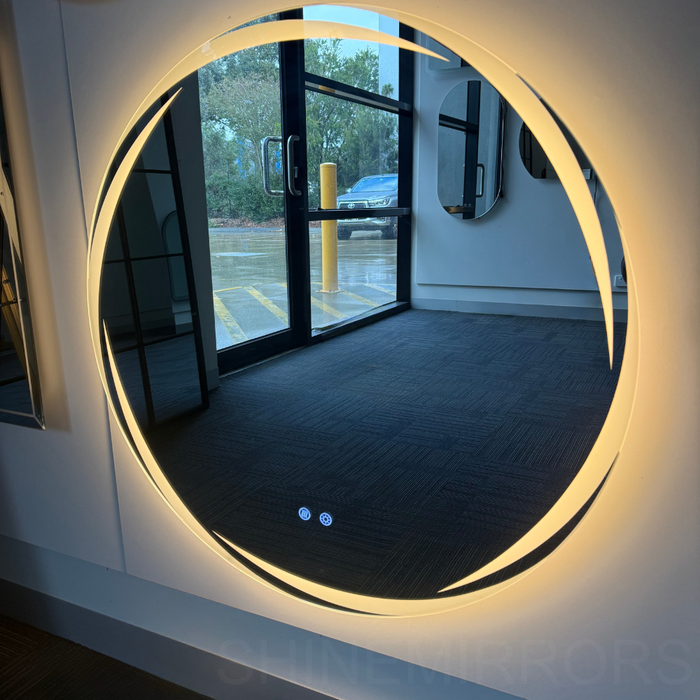 Trisha Frameless Round Whirlwind Frontlit LED Bathroom Mirror