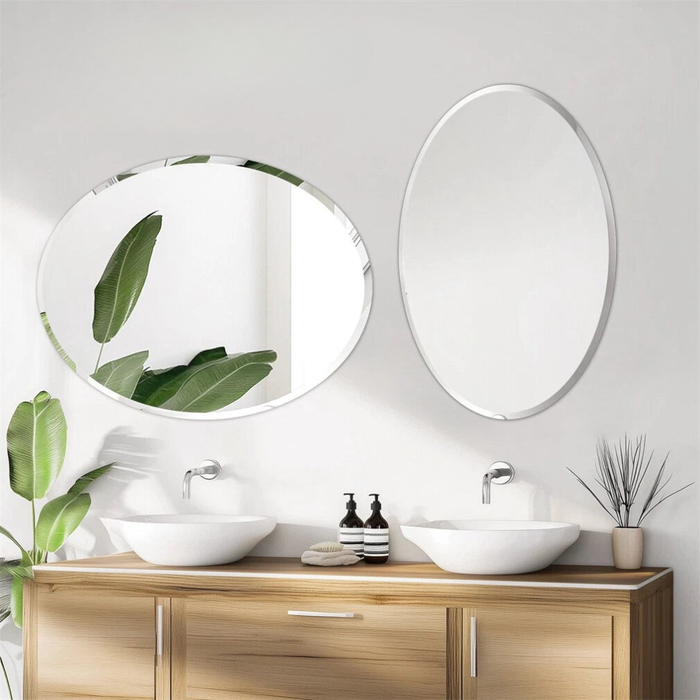 Rhodora Oval Frameless Beveled Wall Mirror