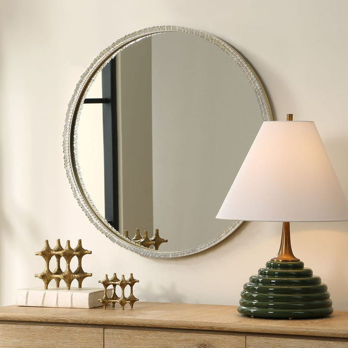 Uttermost Break The Ice White Round Mirror