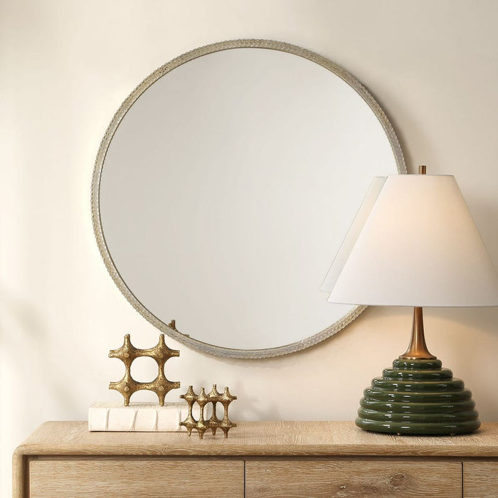 Uttermost Break The Ice White Round Mirror
