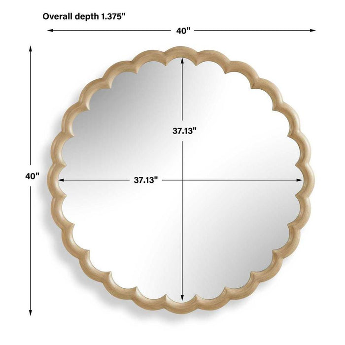 Uttermost Cerrito Burnished Ivory Wood Round Wall Mirror