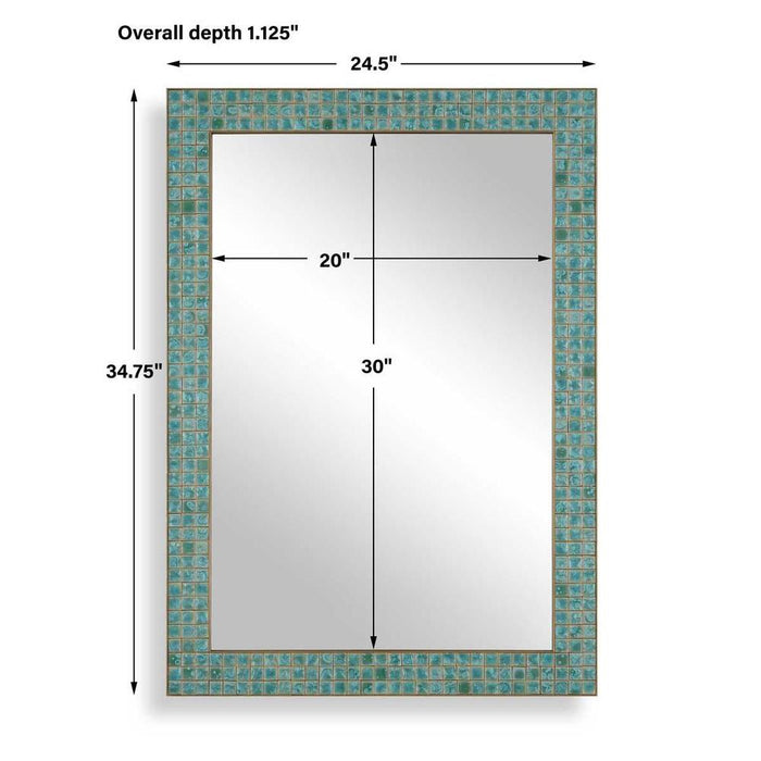 Uttermost Coralie Teal & Green Ceramic Wall Mirror
