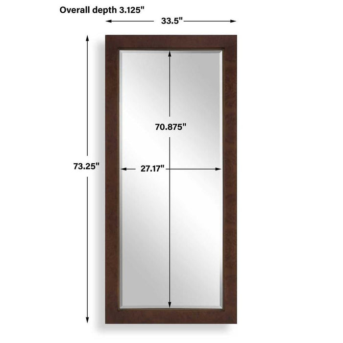 Uttermost Durant Burl Veneer Tall Wall Mirror