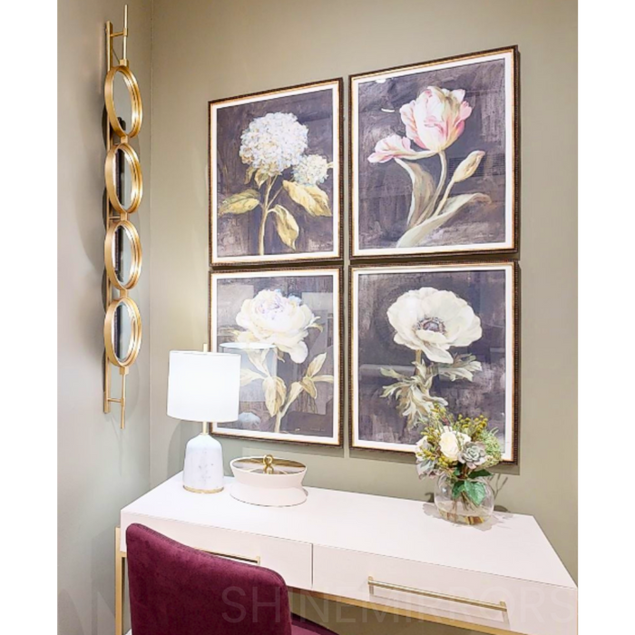Uttermost Florals on Black Framed Prints, Set of 4