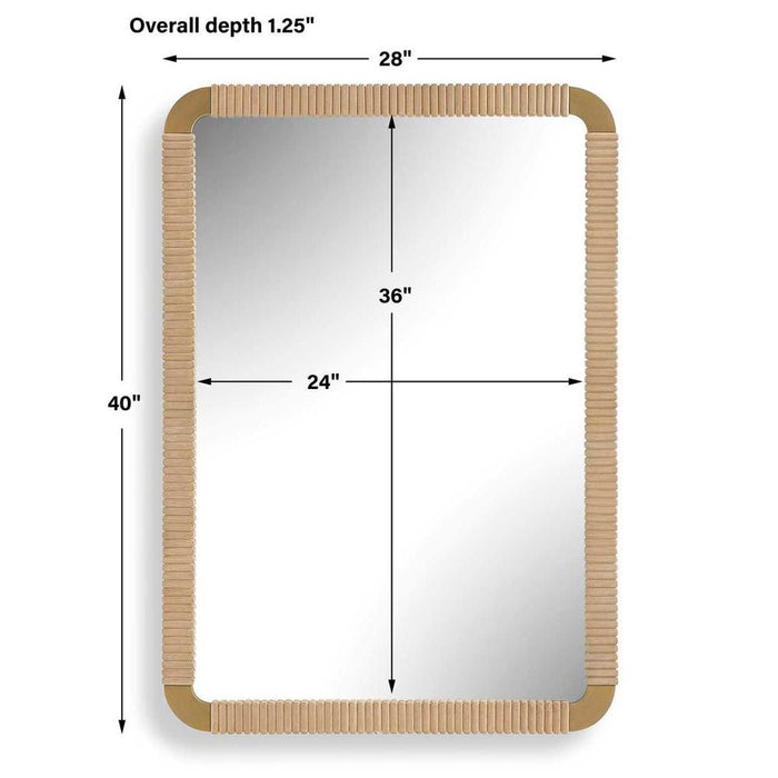 Uttermost Heinrich Natural Wood & Antique Brass Wall Mirror