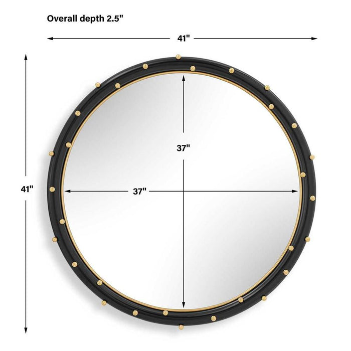 Uttermost Helia Matte Black Round Wall Mirror