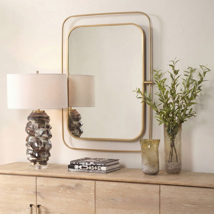 Uttermost Moreni Antique Brass Double Frame Wall Mirror